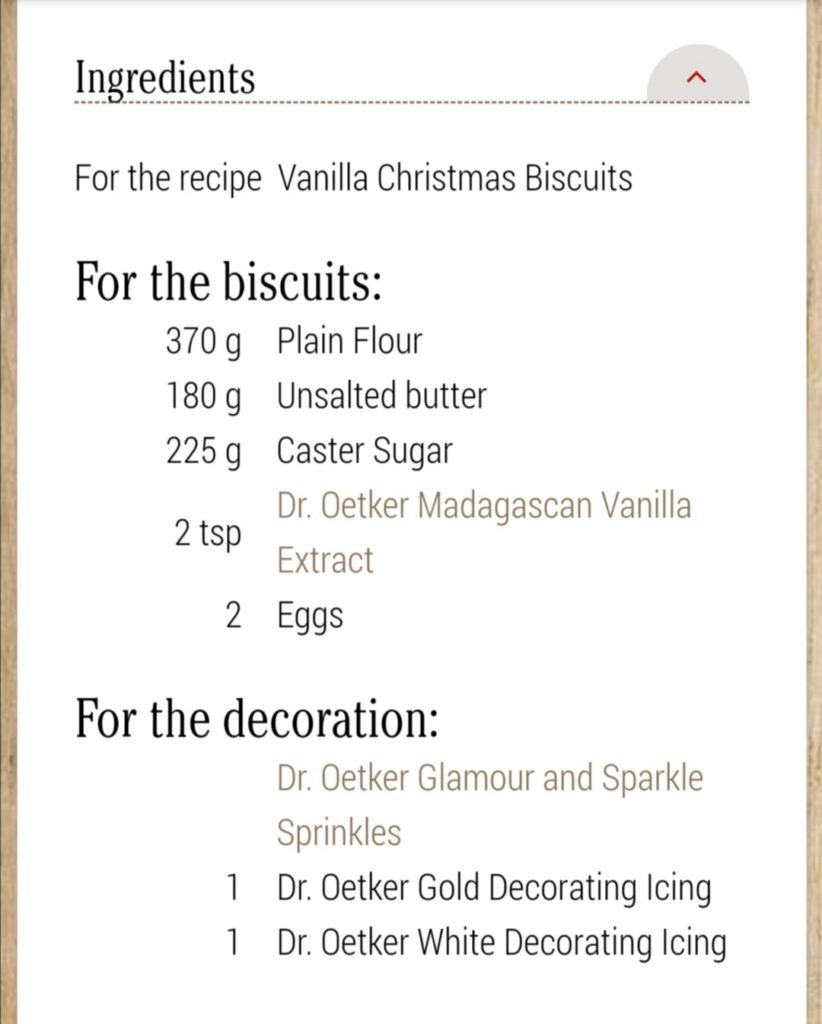 Dr Oetker Vanilla Christmas Biscuits Recipe