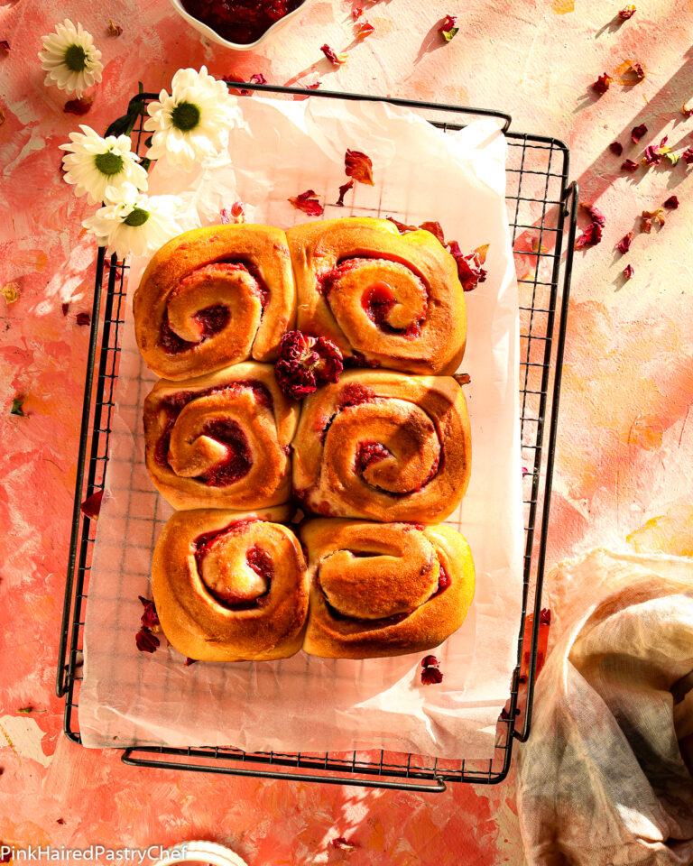 Raspberry Apple Sweet Rolls with Rosewater Recipe - Pink Haired Pastry Chef