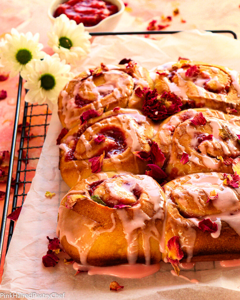 Raspberry Apple Sweet Rolls with Rosewater Recipe - Pink Haired Pastry Chef
