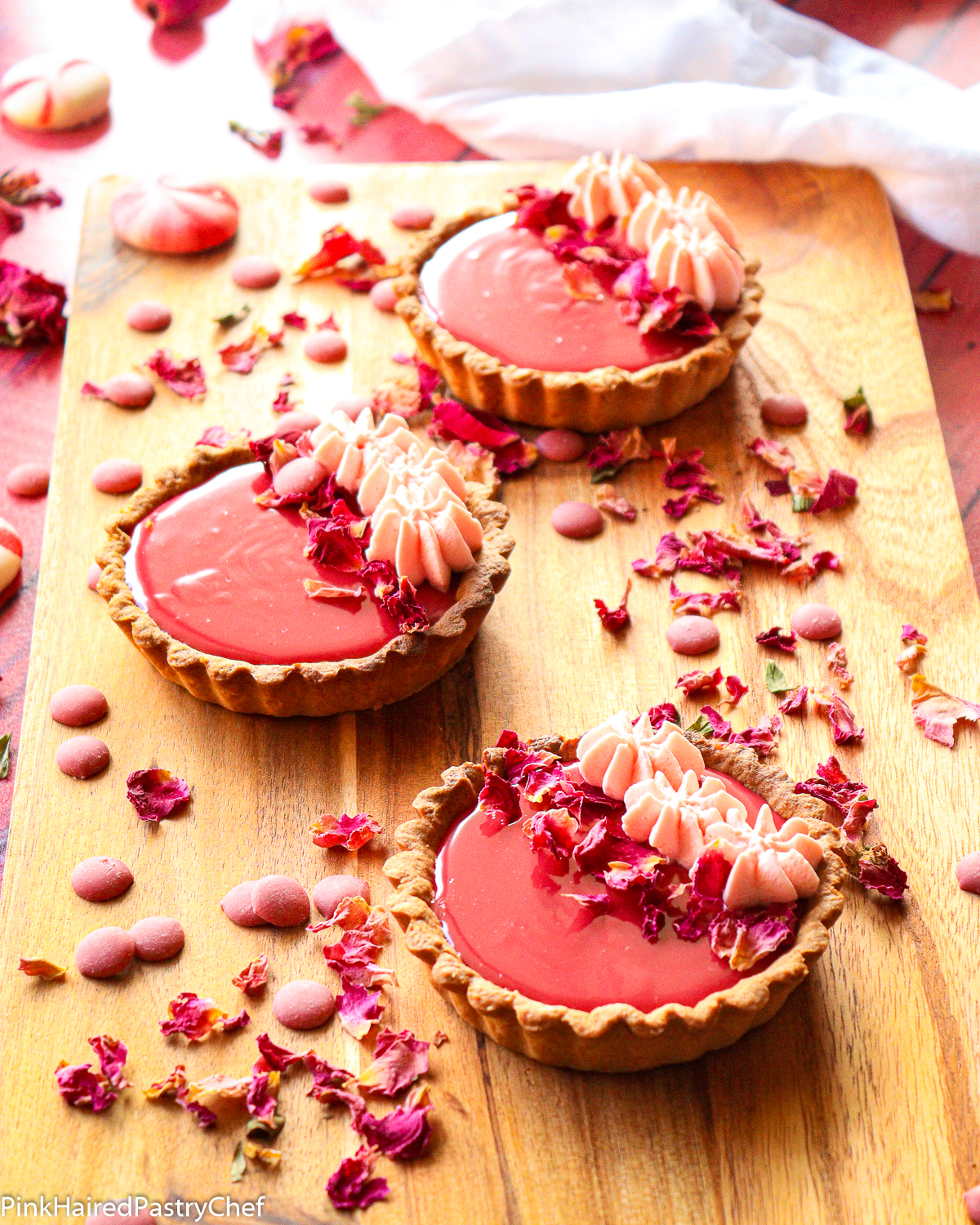 Ruby Chocolate Ganache Tarts Recipe - Pink Haired Pastry Chef