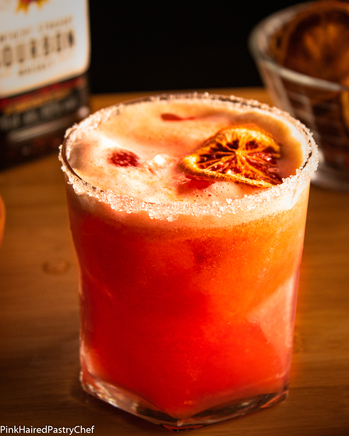 Blood Orange Bourbon Sour Cocktail Recipe - Pink Haired Pastry Chef
