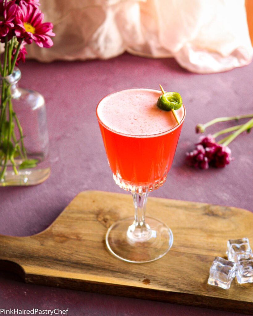 Rhubarb Gin Cosmo Cocktail Recipe - Pink Haired Pastry Chef