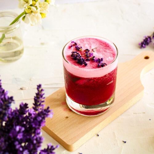 Blackberry Lavender Gin Sour Cocktail Recipe - Pink Haired Pastry Chef