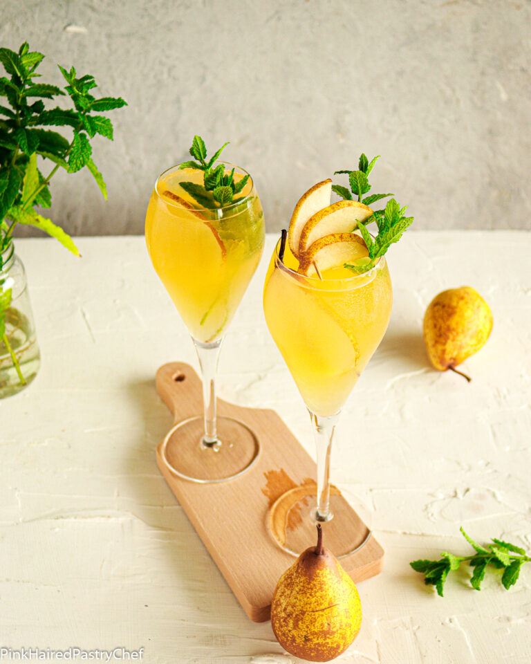 Pear Apple Gin Fizz Cocktail Recipe - Pink Haired Pastry Chef