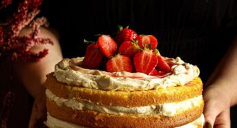 Roasted Strawberry Mascarpone Sponge Cake Recipe