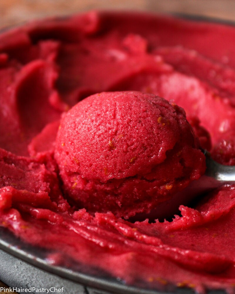 No Churn Raspberry Lime Sorbet Recipe Pink Haired Pastry Chef