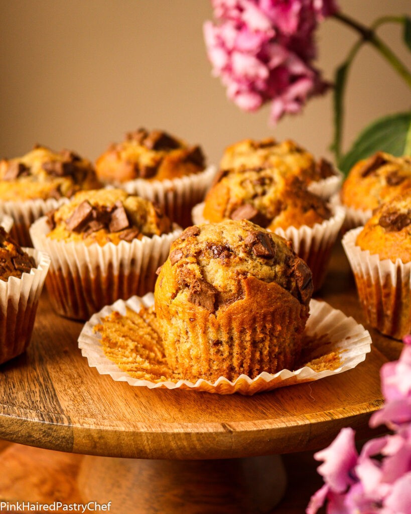 Bakery Style Banana Chocolate Chunk Muffins Recipe Pink Haired Pastry