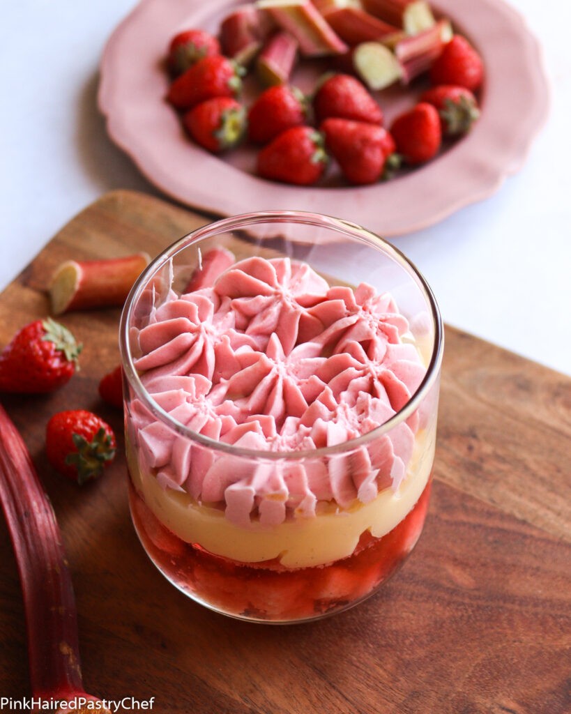 Rhubarb Strawberry Trifle - Irish Recipe - Pink Haired Pastry Chef