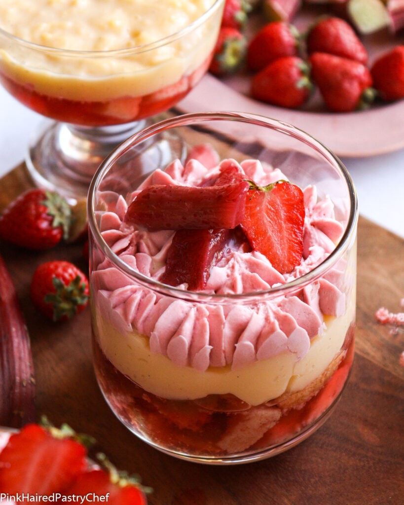 Rhubarb Strawberry Trifle - Irish Recipe - Pink Haired Pastry Chef