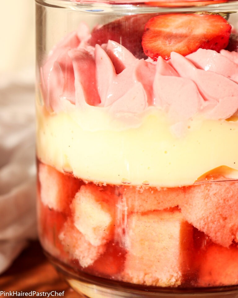 Rhubarb Strawberry Trifle - Irish Recipe - Pink Haired Pastry Chef